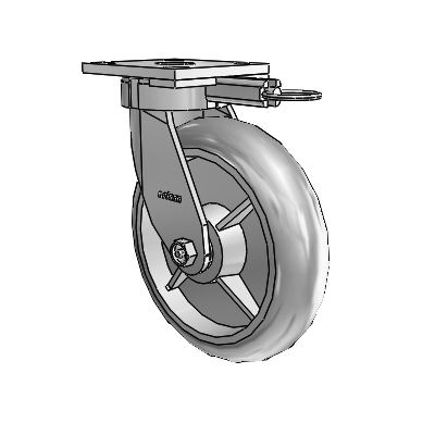 4 Series Kingpinless Casters Top Plate Swivel Caster with 8 x 2 Performa Rubber (Round/Grey) wheel