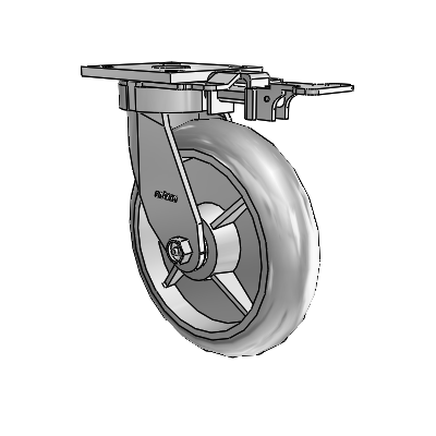 4 Series Kingpinless Casters Top Plate Swivel Caster with 8 x 2 Performa Rubber (Round/Grey) wheel