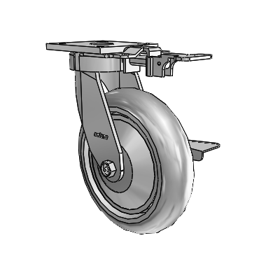 4 Series Kingpinless Casters Top Plate Swivel Caster with 8 x 2 Performa Rubber (Round/Grey) wheel and Side Lock Brake