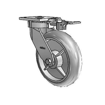 4 Series Kingpinless Casters Top Plate Swivel Caster with 8 x 2 Performa Rubber (Round/Grey) wheel