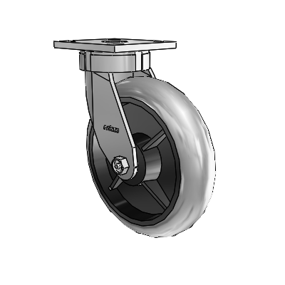 4 Series Kingpinless Casters Top Plate Swivel Caster with 8 x 2 Performa Rubber (Round/Conductive) wheel