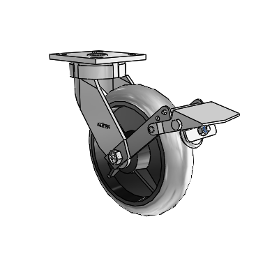 4 Series Kingpinless Casters Top Plate Swivel Caster with 8 x 2 Performa Rubber (Round/Conductive) wheel and Tread Lock Brake