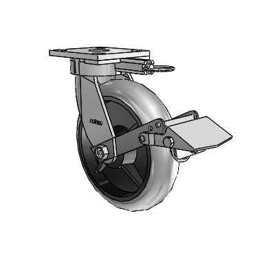 4 Series Kingpinless Casters Top Plate Swivel Caster with 8 x 2 Performa Rubber (Round/Conductive) wheel and Tread Lock Brake