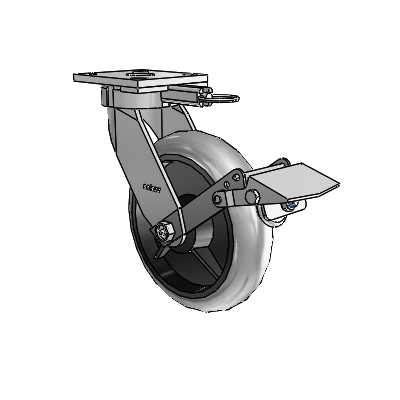 4 Series Kingpinless Casters Top Plate Swivel Caster with 8 x 2 Performa Rubber (Round/Conductive) wheel and Tread Lock Brake