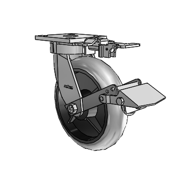 4 Series Kingpinless Casters Top Plate Swivel Caster with 8 x 2 Performa Rubber (Round/Conductive) wheel and Tread Lock Brake
