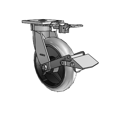 4 Series Kingpinless Casters Top Plate Swivel Caster with 8 x 2 Performa Rubber (Round/Conductive) wheel and Tread Lock Brake