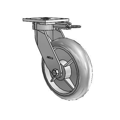 4 Series Kingpinless Casters Top Plate Swivel Caster with 8 x 2 Performa Rubber (Round/Grey) wheel