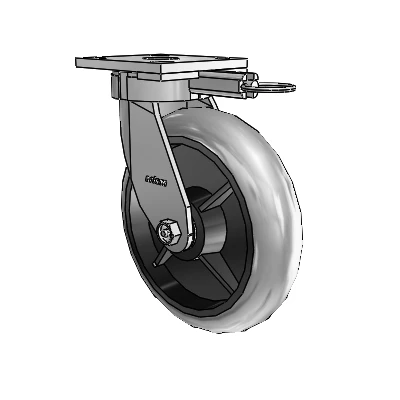 4 Series Kingpinless Casters Top Plate Swivel Caster with 8 x 2 Performa Rubber (Round/Conductive) wheel