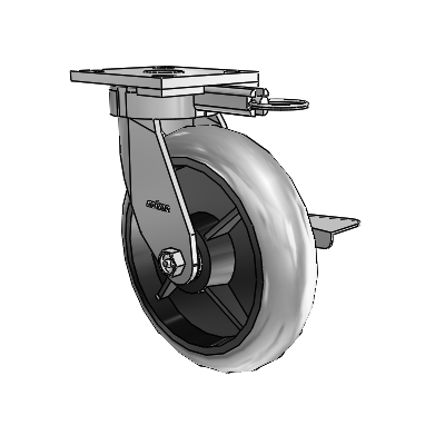 4 Series Kingpinless Casters Top Plate Swivel Caster with 8 x 2 Performa Rubber (Round/Conductive) wheel and Side Lock Brake