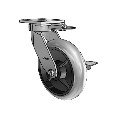 4 Series Kingpinless Casters Top Plate Swivel Caster with 8 x 2 Performa Rubber (Round/Conductive) wheel and Side Lock Brake