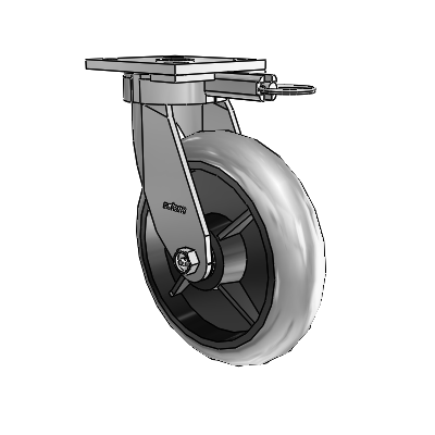 4 Series Kingpinless Casters Top Plate Swivel Caster with 8 x 2 Performa Rubber (Round/Conductive) wheel