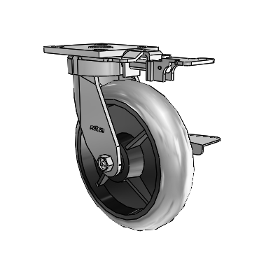 4 Series Kingpinless Casters Top Plate Swivel Caster with 8 x 2 Performa Rubber (Round/Conductive) wheel and Side Lock Brake