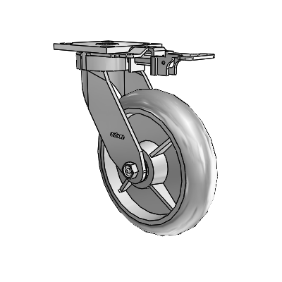 4 Series Kingpinless Casters Top Plate Swivel Caster with 8 x 2 Performa Rubber (Round/Grey) wheel