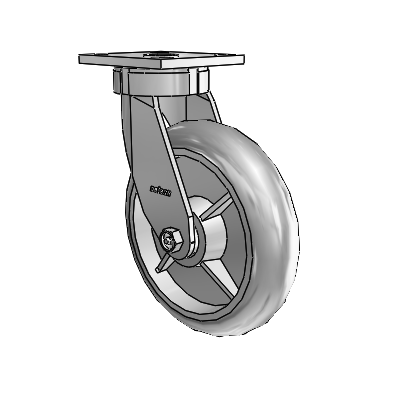 4 Series Kingpinless Casters Top Plate Swivel Caster with 8 x 2 Performa Rubber (Round/Grey) wheel