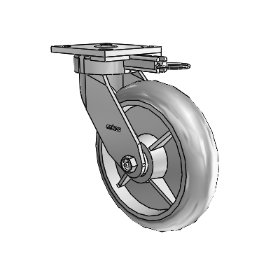 4 Series Kingpinless Casters Top Plate Swivel Caster with 8 x 2 Performa Rubber (Round/Grey) wheel