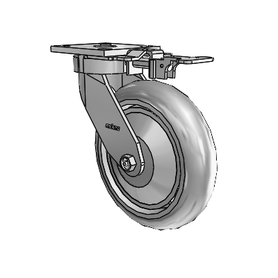 4 Series Kingpinless Casters Top Plate Swivel Caster with 8 x 2 Performa Rubber (Round/Grey) wheel