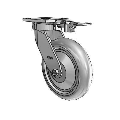 4 Series Kingpinless Casters Top Plate Swivel Caster with 8 x 2 Performa Rubber (Round/Grey) wheel