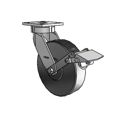 4 Series Kingpinless Casters Top Plate Swivel Caster with 8 x 2 Commander HD wheel and Tread Lock Brake