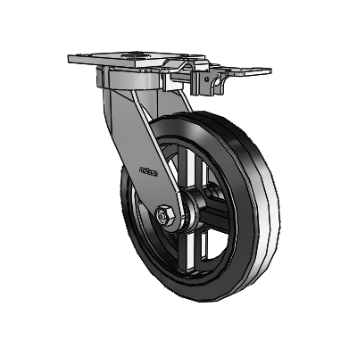 4 Series Kingpinless Casters Top Plate Swivel Caster with 8 x 2 MR - Moldon Rubber (Cast Iron Core) wheel