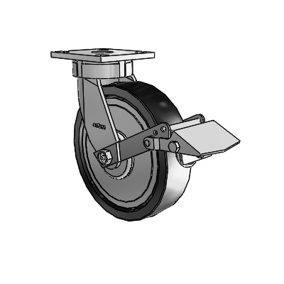 4 Series Kingpinless Casters Top Plate Swivel Caster with 8 x 2 Polyolefin wheel and Tread Lock Brake