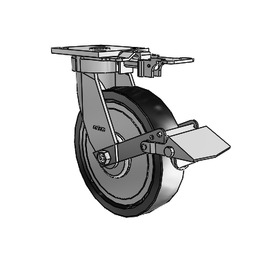 4 Series Kingpinless Casters Top Plate Swivel Caster with 8 x 2 Polyolefin wheel and Tread Lock Brake