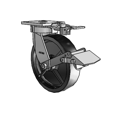 4 Series Kingpinless Casters Top Plate Swivel Caster with 8 x 2 Polyolefin wheel and Tread Lock Brake