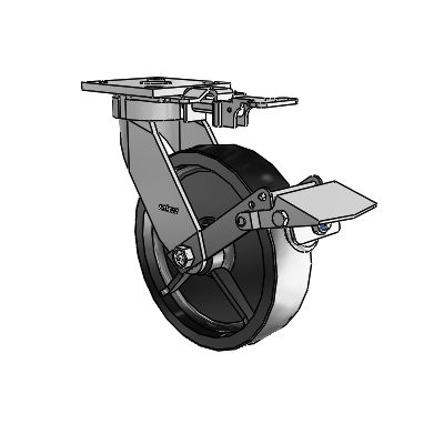 4 Series Kingpinless Casters Top Plate Swivel Caster with 8 x 2 Polyolefin wheel and Tread Lock Brake