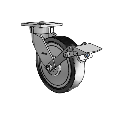 4er-Serie, kingpinlose Lenkrollen, Lenkrolle mit oberer Platte, 8 x 2 Polyolefin-Rad und Tread-Lock-Bremse