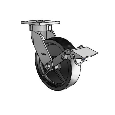 4er-Serie, kingpinlose Lenkrollen, Lenkrolle mit oberer Platte, 8 x 2 Polyolefin-Rad und Tread-Lock-Bremse
