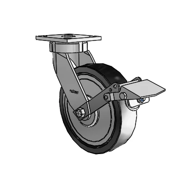 4er-Serie, kingpinlose Lenkrollen, Lenkrolle mit oberer Platte, 8 x 2 Polyolefin-Rad und Tread-Lock-Bremse