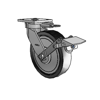 4 Series Kingpinless Casters Top Plate Swivel Caster with 8 x 2 Polyolefin wheel and Tread Lock Brake