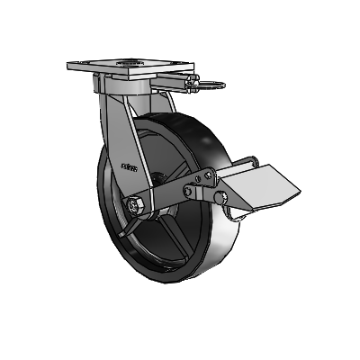 4 Series Kingpinless Casters Top Plate Swivel Caster with 8 x 2 Polyolefin wheel and Tread Lock Brake