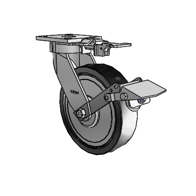4 Series Kingpinless Casters Top Plate Swivel Caster with 8 x 2 Polyolefin wheel and Tread Lock Brake