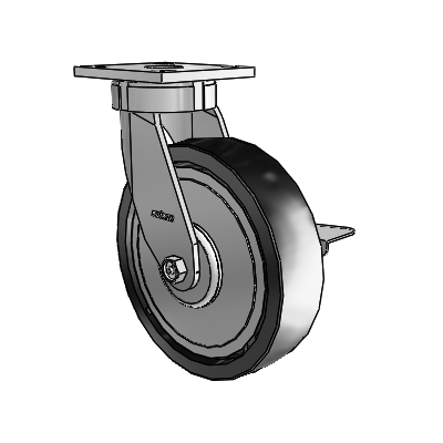 4 Series Kingpinless Casters Top Plate Swivel Caster with 8 x 2 Polyolefin wheel and Side Lock Brake