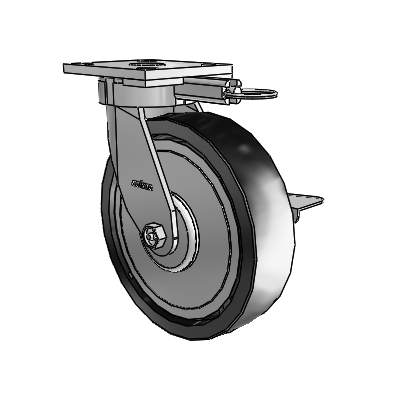 4 Series Kingpinless Casters Top Plate Swivel Caster with 8 x 2 Polyolefin wheel and Side Lock Brake