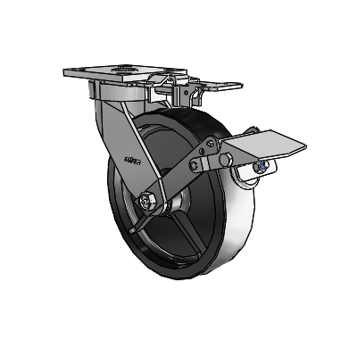 4 Series Kingpinless Casters Top Plate Swivel Caster with 8 x 2 Polyolefin wheel and Tread Lock Brake