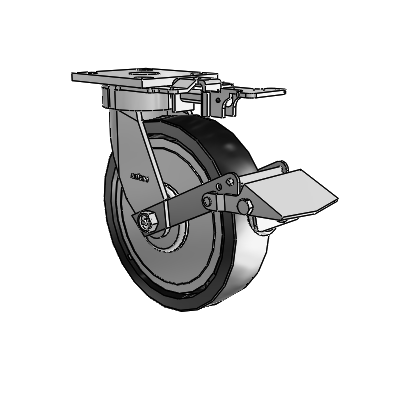 4 Series Kingpinless Casters Top Plate Swivel Caster with 8 x 2 Polyolefin wheel and Tread Lock Brake