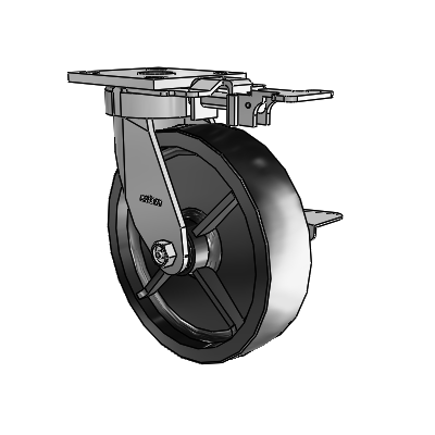 4 Series Kingpinless Casters Top Plate Swivel Caster with 8 x 2 Polyolefin wheel and Side Lock Brake