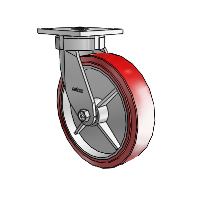 Roulettes sans pivot de la série 4 – Roulette pivotante à plaque supérieure avec roue en polyuréthane HI-TECH de 8 x 2
