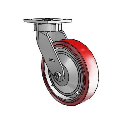 4 Series Kingpinless Casters Top Plate Swivel Caster with 8 x 2 Polyurethane HI-TECH wheel