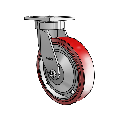 Roulettes sans pivot de la série 4 – Roulette pivotante à plaque supérieure avec roue en polyuréthane HI-TECH de 8 x 2