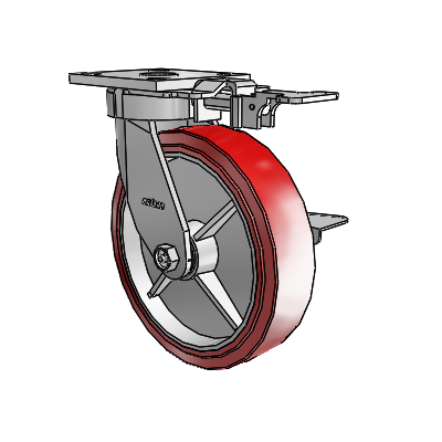 4 Series Kingpinless Casters Top Plate Swivel Caster with 8 x 2 Polyurethane HI-TECH wheel and Side Lock Brake