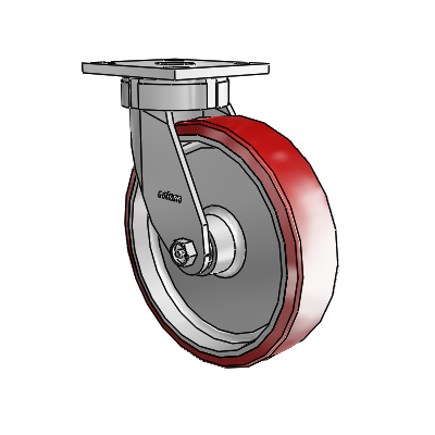 4 Series Kingpinless Casters Top Plate Swivel Caster with 8 x 2 Moldon Polyurethane (Aluminum Core) wheel
