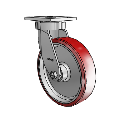 4 Series Kingpinless Casters Top Plate Swivel Caster with 8 x 2 Moldon Polyurethane (Aluminum Core) wheel