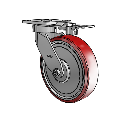 4 Series Kingpinless Casters Top Plate Swivel Caster with 8 x 2 Moldon Polyurethane (Aluminum Core) wheel