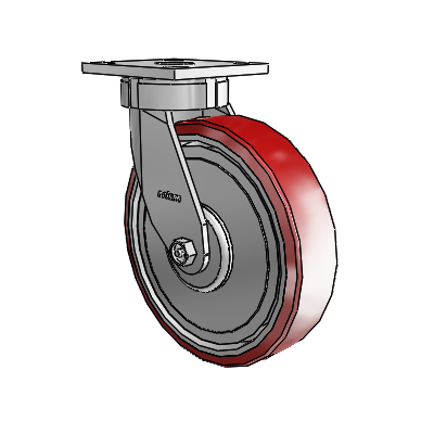 4 Series Kingpinless Casters Top Plate Swivel Caster with 8 x 2 Moldon Polyurethane (Aluminum Core) wheel