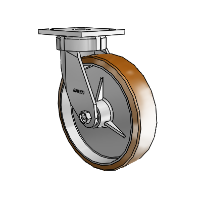 4 Series Kingpinless Casters Top Plate Swivel Caster with 8 x 2 Moldon Nylon (Aluminum Core) wheel