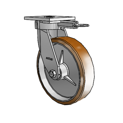4 Series Kingpinless Casters Top Plate Swivel Caster with 8 x 2 Moldon Nylon (Aluminum Core) wheel