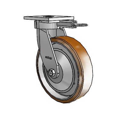 4 Series Kingpinless Casters Top Plate Swivel Caster with 8 x 2 Moldon Nylon (Aluminum Core) wheel
