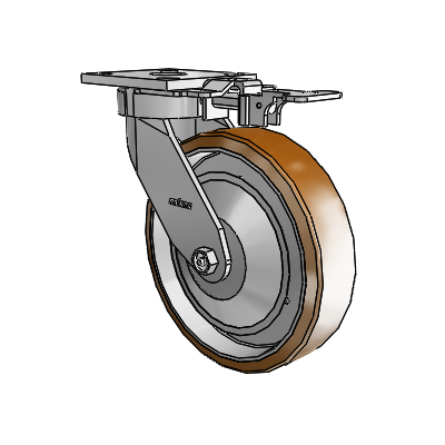 4 Series Kingpinless Casters Top Plate Swivel Caster with 8 x 2 Moldon Nylon (Aluminum Core) wheel